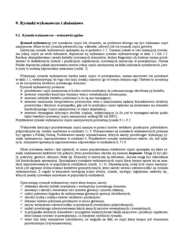 Rysunki Wykonawcze I Złożeniowe