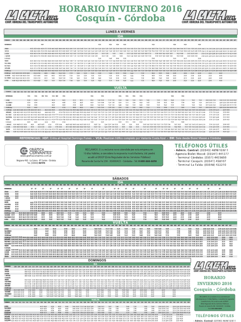Horarios La Calera | PDF