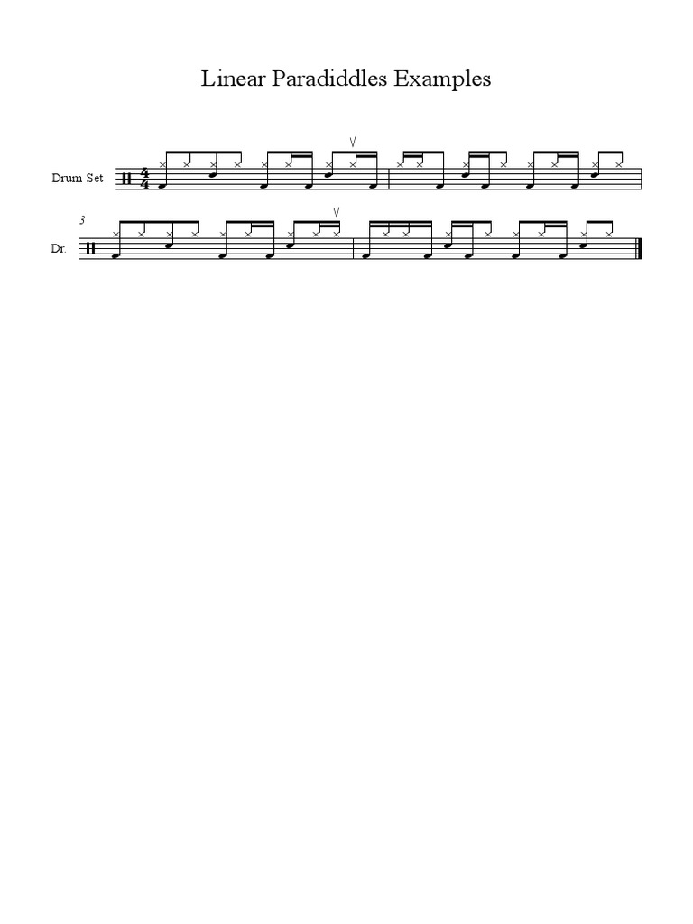 Linear Paradiddles Examples Drum Set PDF
