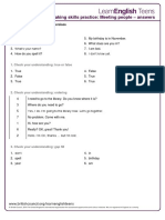 Speaking Skills Practice: Meeting People - Answers: Preparation