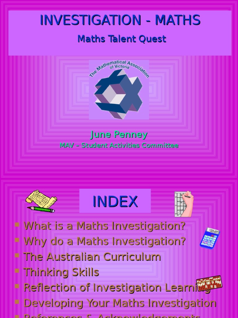 MTQ Presentation 2013 Investigation Maths PDF Curriculum Teaching