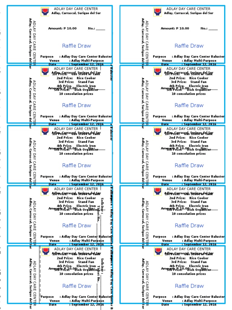 Adlay Day Care Raffle Event | PDF | Kitchen Stove | Cooking Appliances