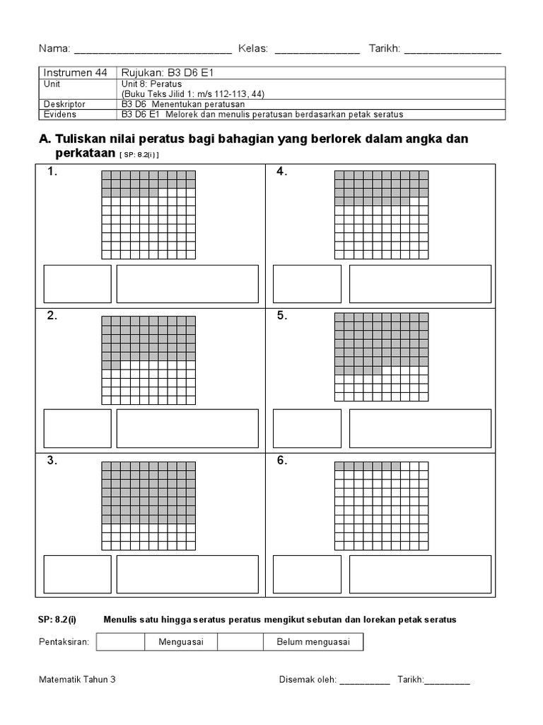 Peratus dalam Matematik Tahun 3 | PDF