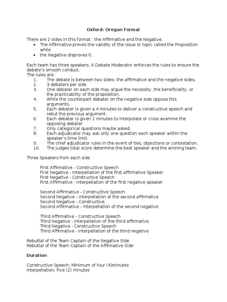Oxford Oregon Format | PDF | Cross Examination | Argument