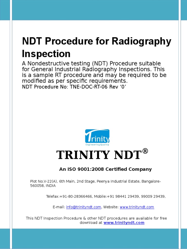 Radiography Test Inspection Free NDT Sample Procedure 1 4 | PDF ...