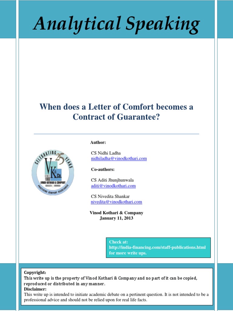 When Does A Letter of Comfort A Contract of Guarantee PDF