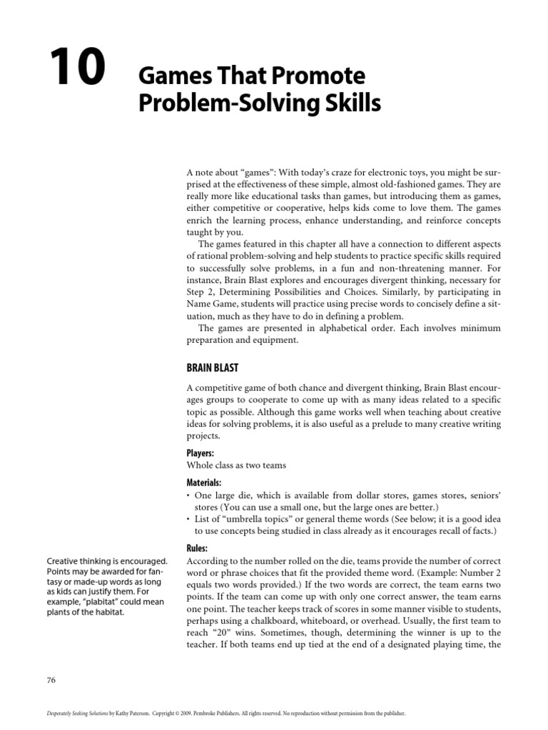 Problem Solving Games PDF | PDF | Creativity | Thought