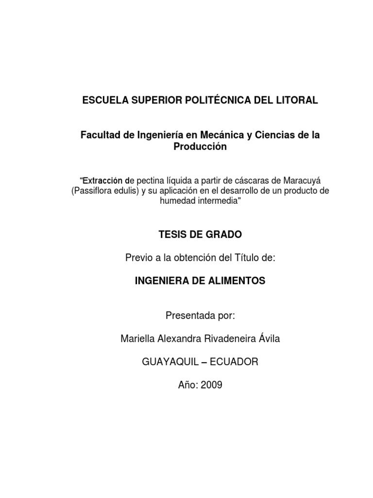 Extraccion de Pectina Liquida A Partir de La Cascara de Maracuya