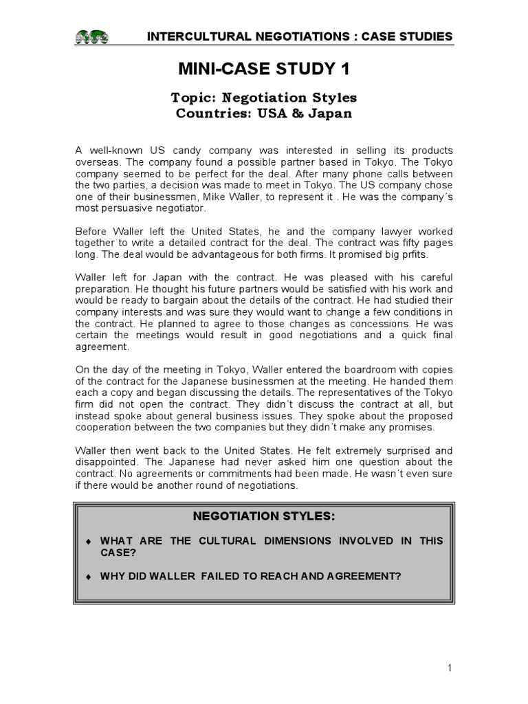 Intercultural Negotiation Case Studies | PDF | Negotiation | Nigeria