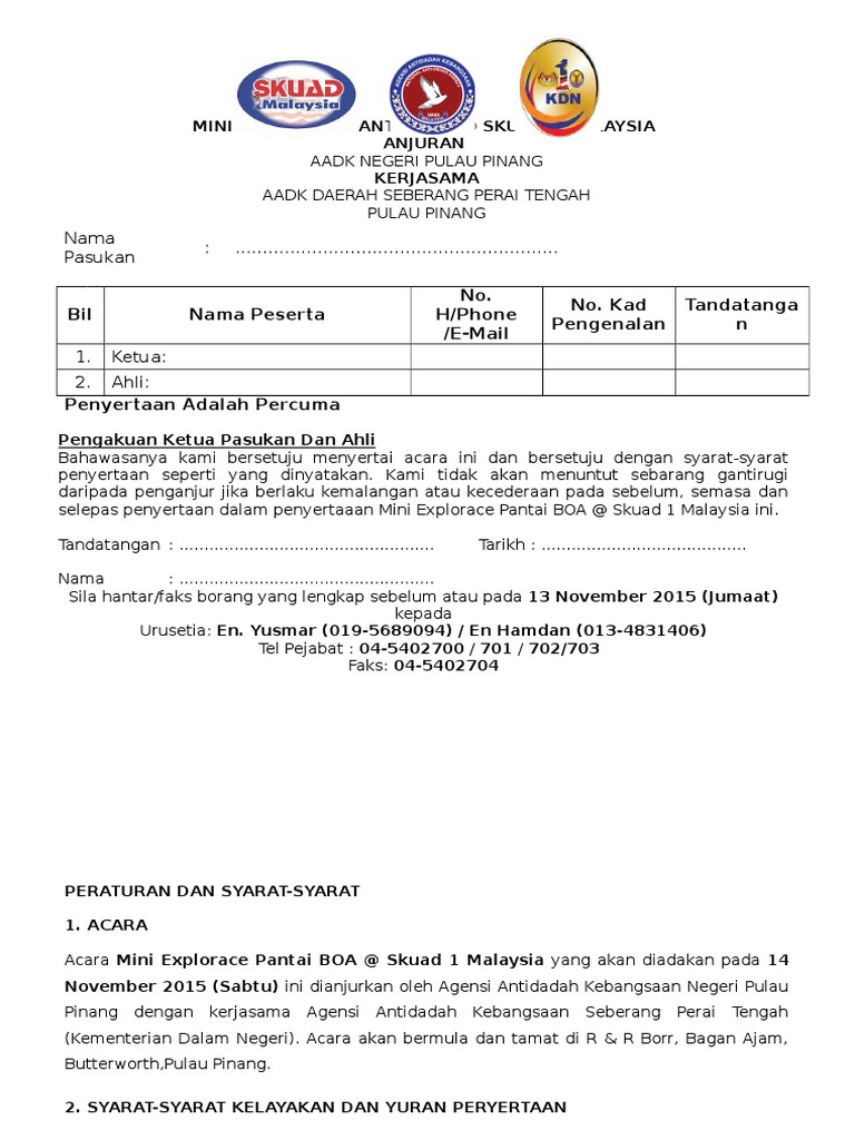 Borang Penyertaan Amazing Race Pdf