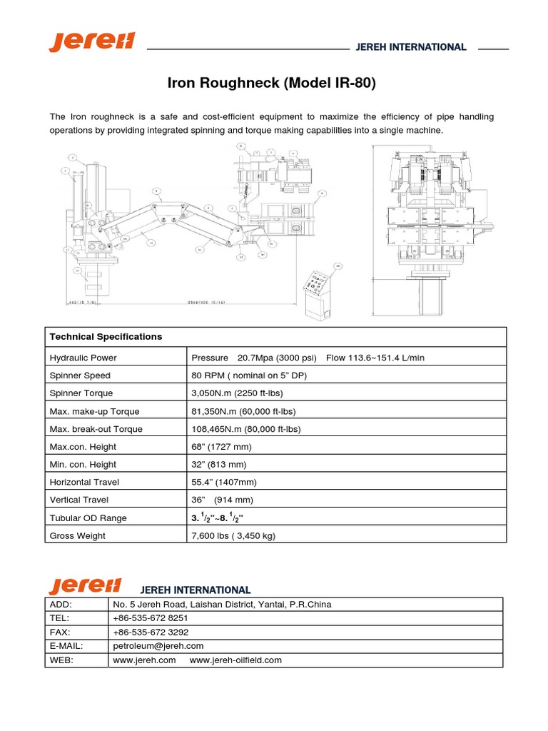 Iron Roughneck Model IR-80 Overview | PDF