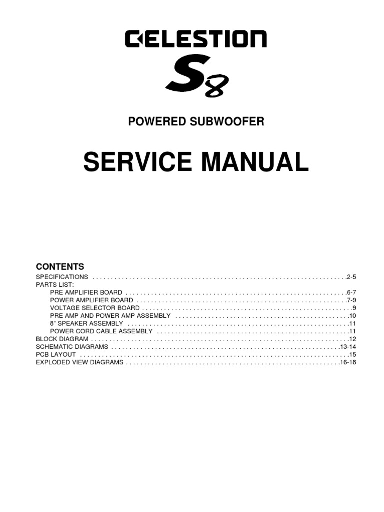 Celestion S8 Service Manual PDF | PDF | Loudspeaker | Amplifier
