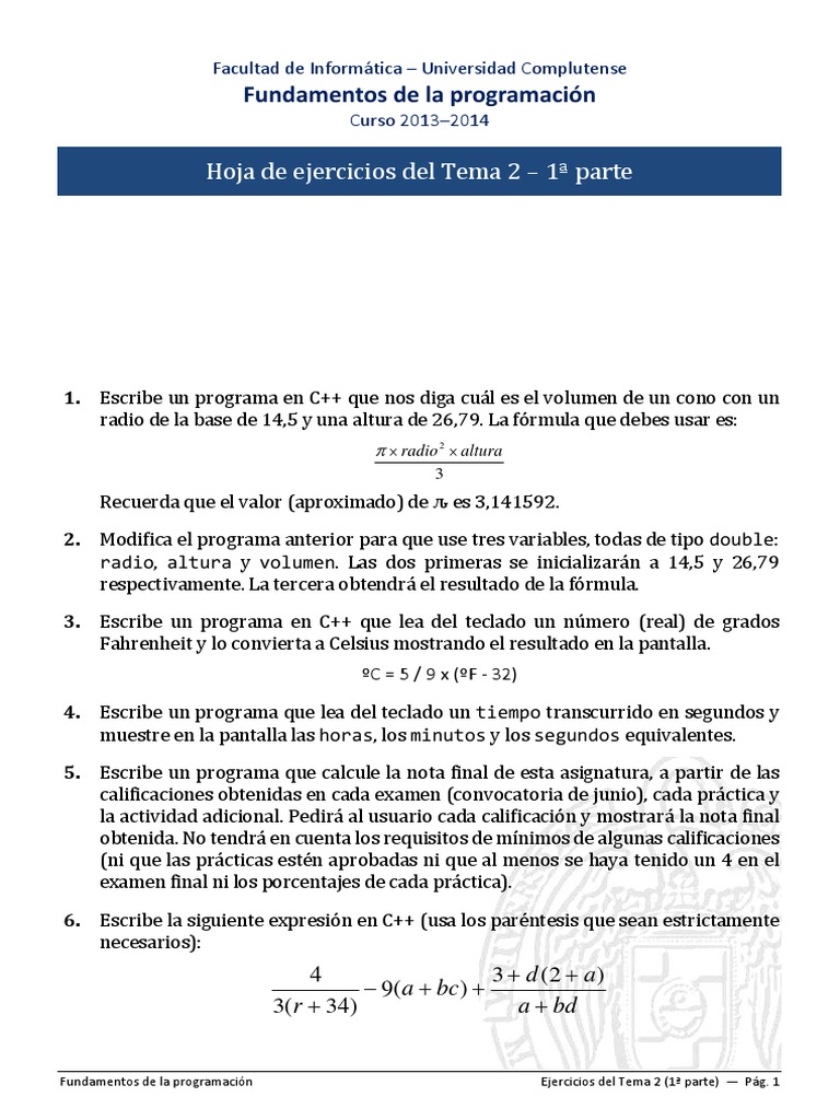 Taller para Programación en Lenguaje de C++ | PDF | C ++ | Triángulo