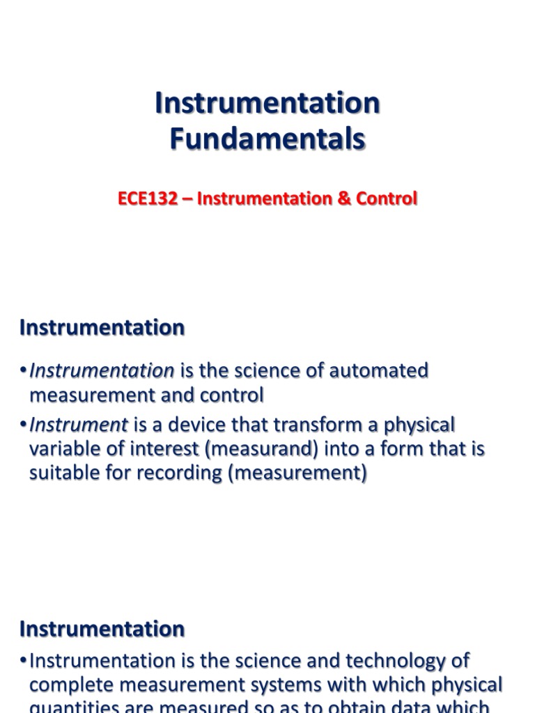Instrumentation Fundamentals PDF Instrumentation Signal