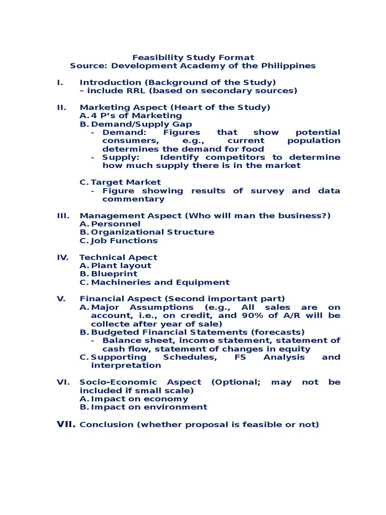 Feasibility Study Format Overview | PDF