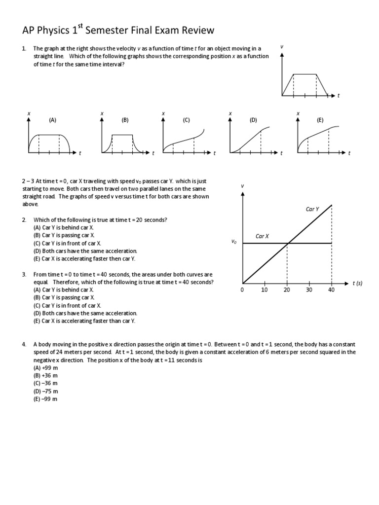 AP Physics 1st Semester Exam Review | PDF | Acceleration | Force