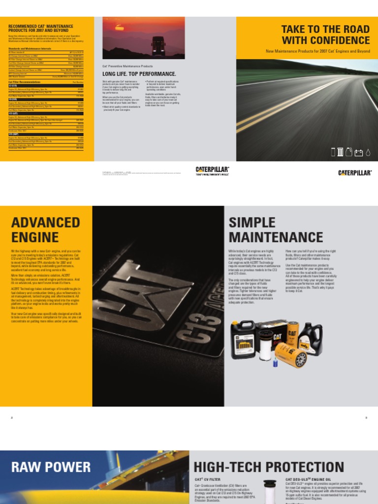 Cat Oil Brochure Motor Oil Diesel Engine