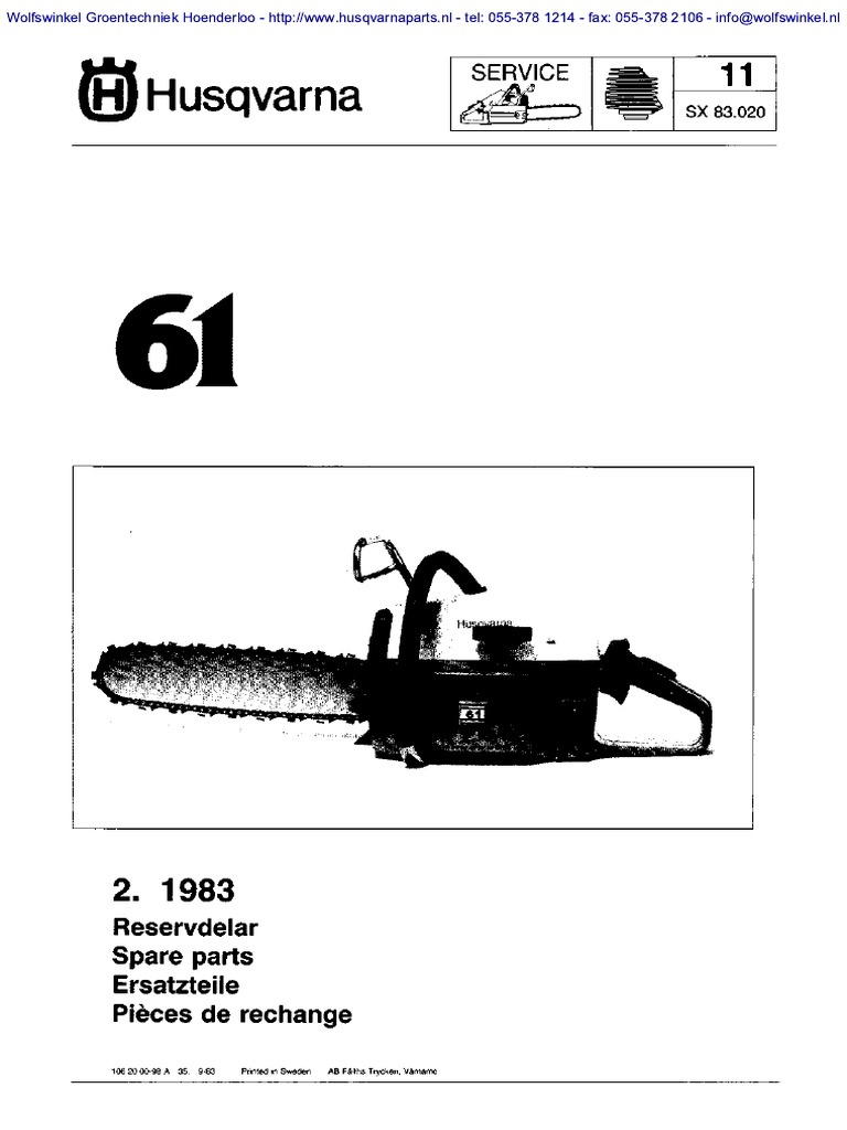 Husqvarna 61 (1983) Parts List