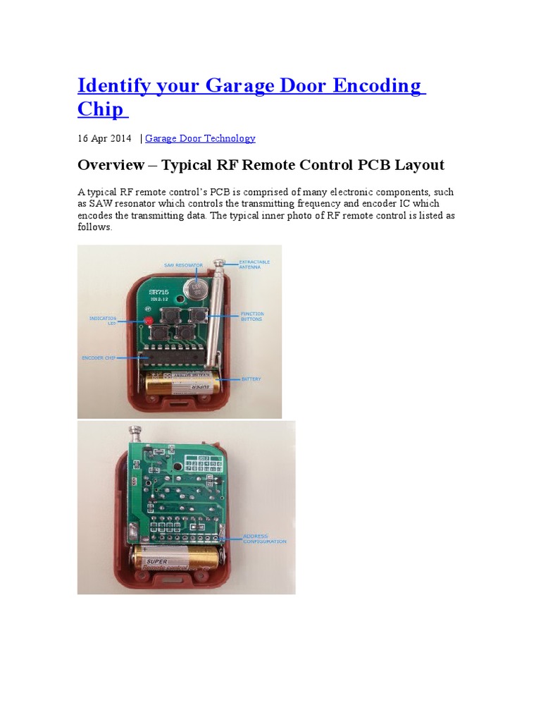 Identify Your Garage Door Encoding Chip | PDF | Electronic Filter ...