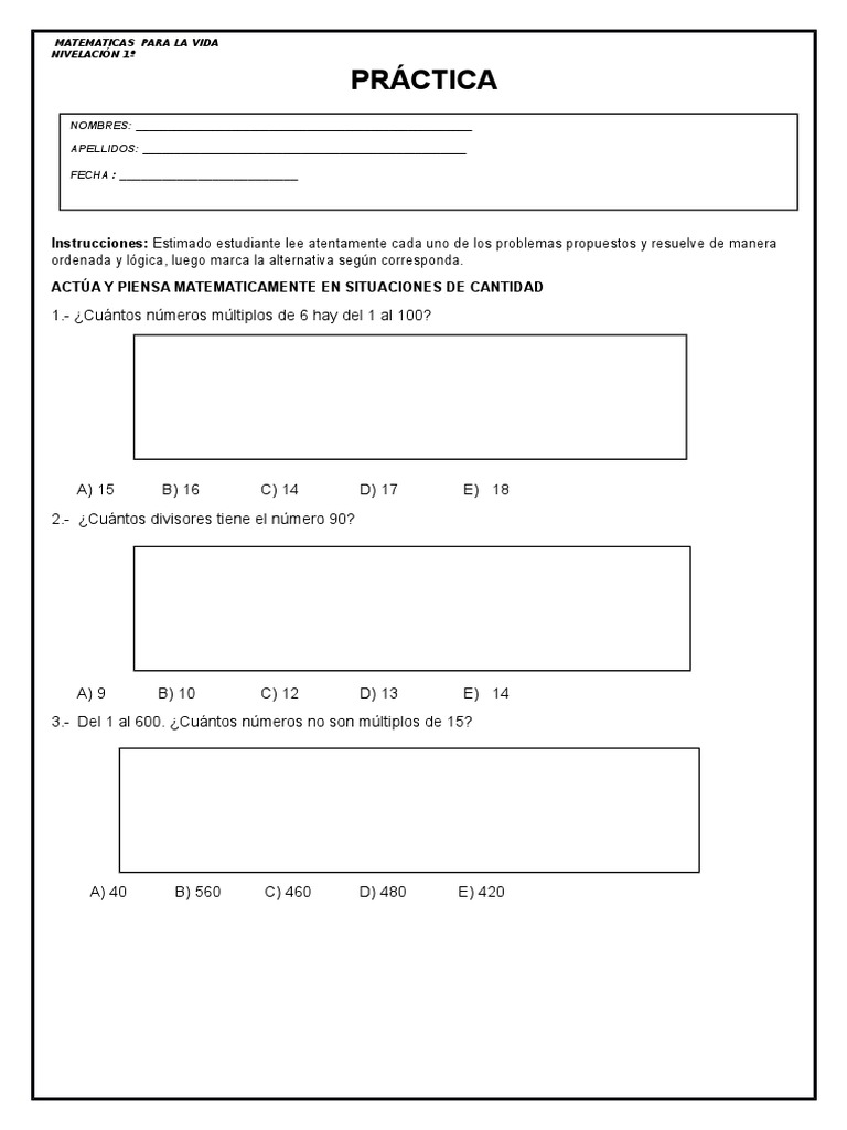 Practica de Matematica | PDF | Enseñanza de matemática | Deportes