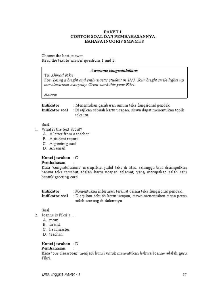 Contoh Soal Congratulations Dan Jawabannya Ilmusosial Id