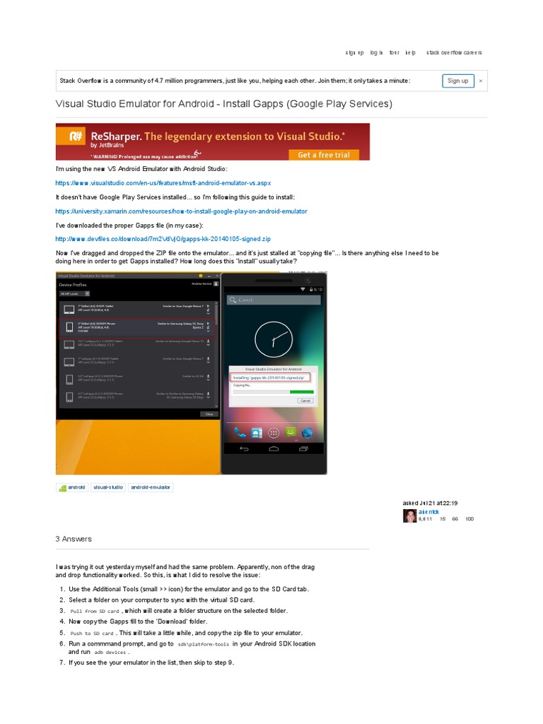 Install Gapps on Visual Studio Emulator | PDF | Google Play | Android ...