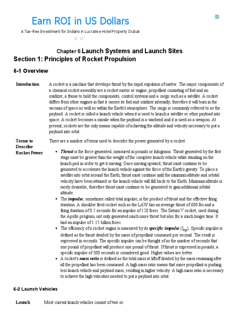 Principles of Rocket Propulsion Explained | PDF | Rocket Propellant ...