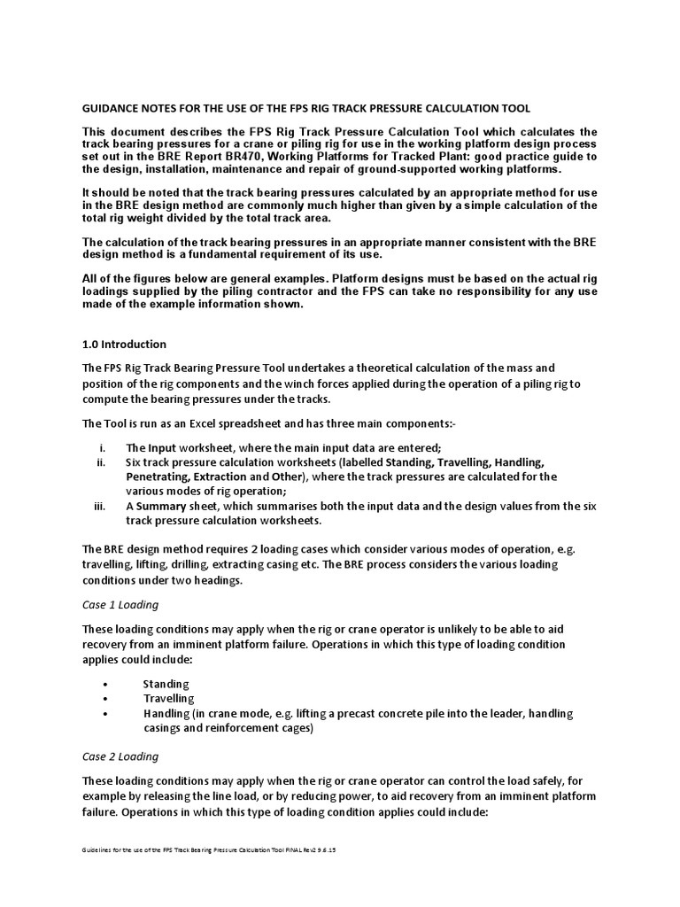 FPS Track Bearing Pressure Tool Guide | PDF | Drilling Rig | Crane ...