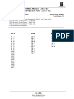 Sikkim Manipal University: Model Question Paper - Answer Key