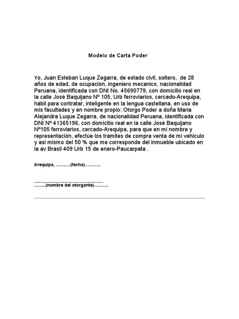 Copia De Modelo De Carta Poder