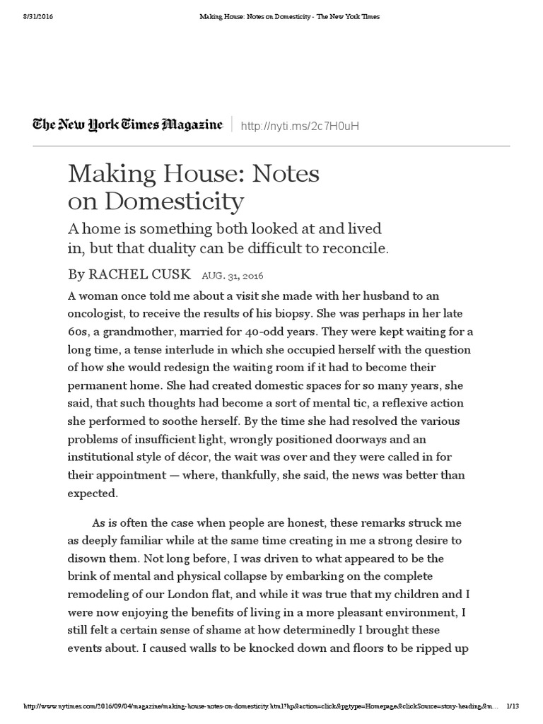 Making House_ Notes on Domesticity - The New York Times