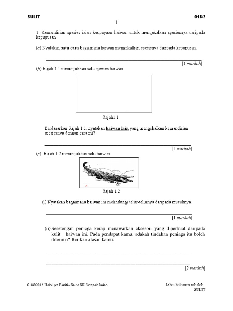 Peperiksaan Akhir Tahun Sains Tahun 5 Kertas 2