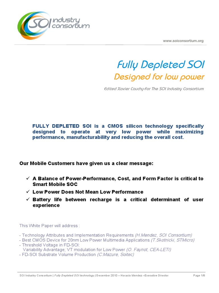 Fully Depleted SOI for Low Power | PDF | Semiconductor Device ...