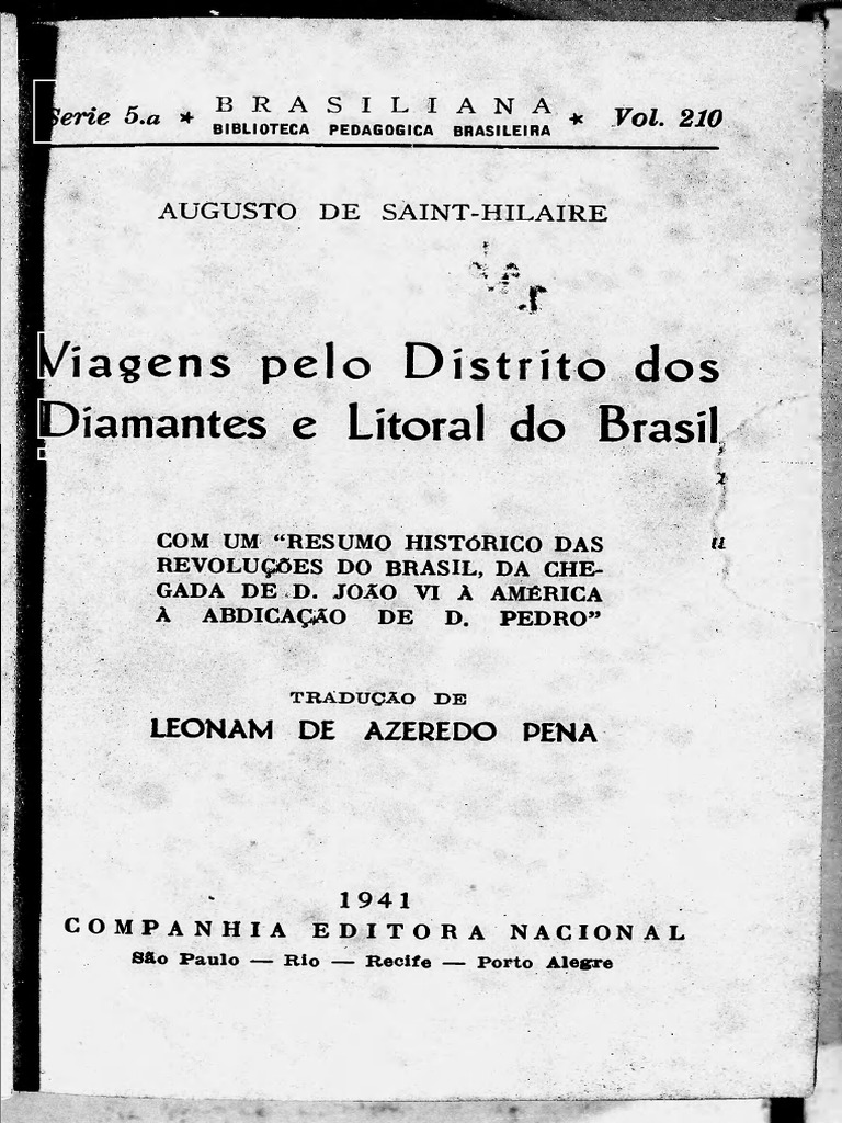 SAINT-HILAIRE Viagem Pelo Distrito Dos Diamantes PDF Escravidão Negros