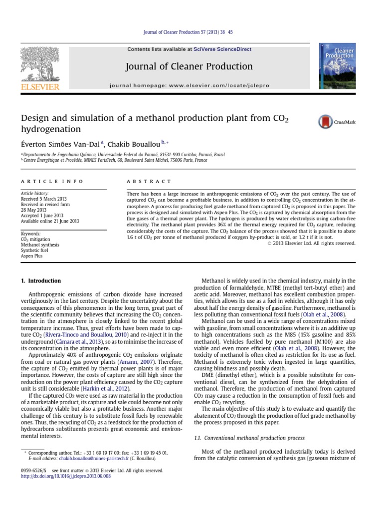 CO2 to Methanol Plant Design in India | PDF | Carbon Dioxide | Methanol