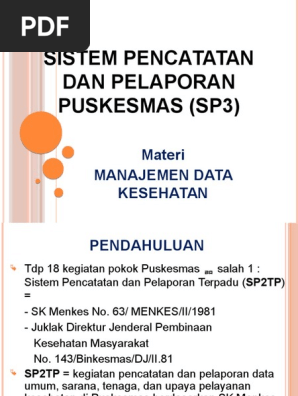 Sistem Pencatatan Dan Pelaporan Puskesmas