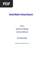 Animal Models in Disease Research: Honours Department of Pathology University of Melbourne Theo Mantamadiotis