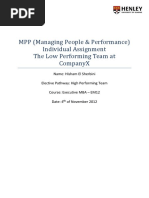 MPP (Managing People & Performance) Individual Assignment - The Low Performing Team at CompanyX