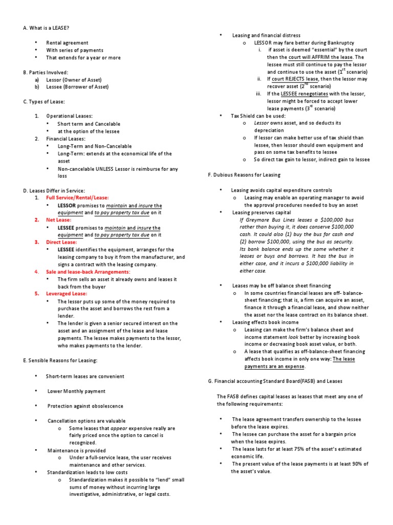 Comprehensive Guide to Lease Agreements | PDF | Lease | Net Present Value