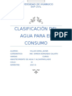 Clasificación del agua para consumo: Uso doméstico, industrial, comercial y público