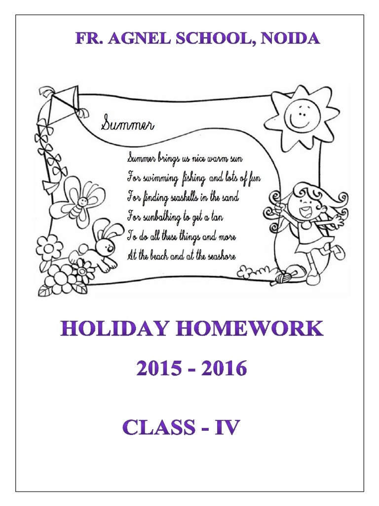 holiday homework for class 4