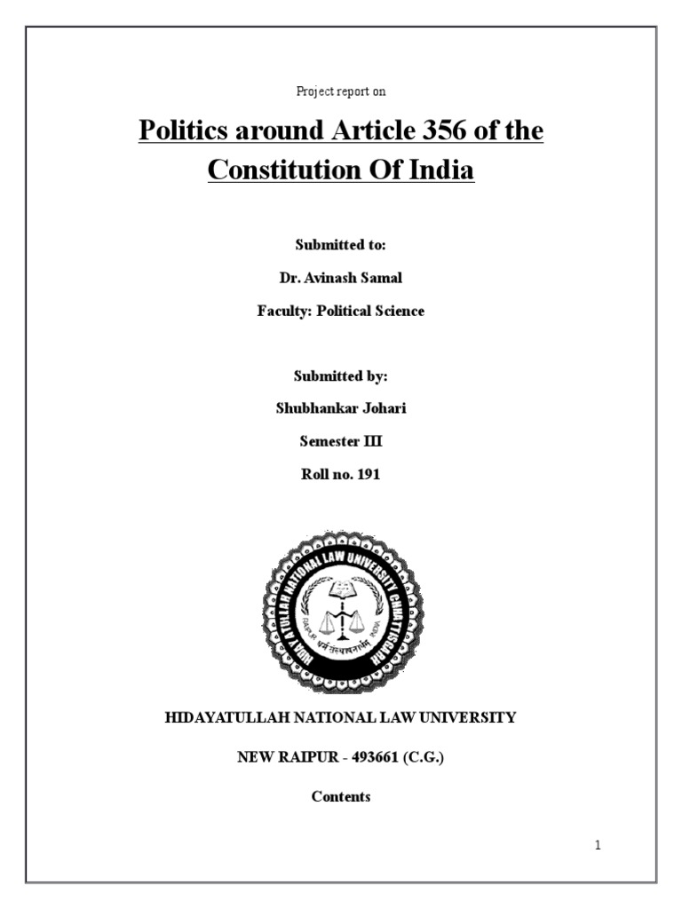 Politics of Article 356 in India | PDF | Indian National Congress ...