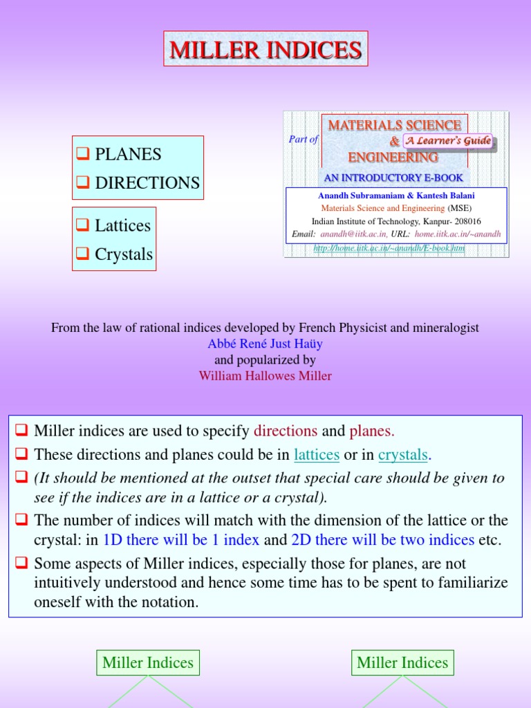 Understanding Miller Indices in Crystals | PDF | Crystal Structure ...