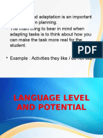 Language Level and Potential