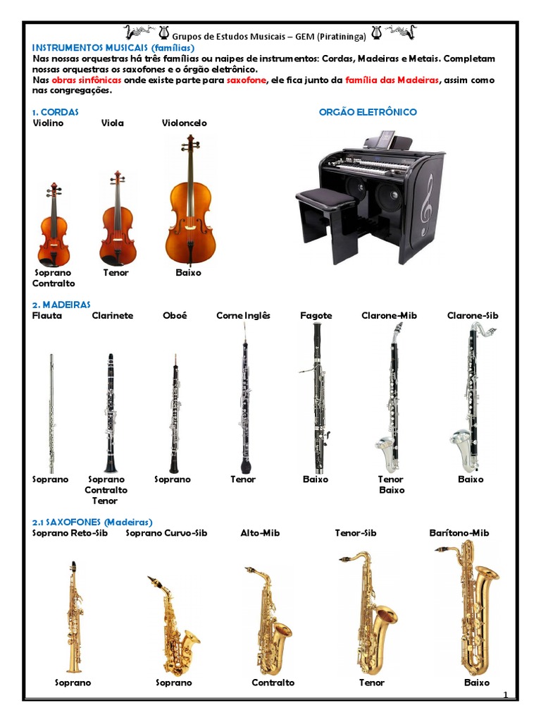 Instrumentos Musicais na CCB | PDF | Orquestras | Saxofone