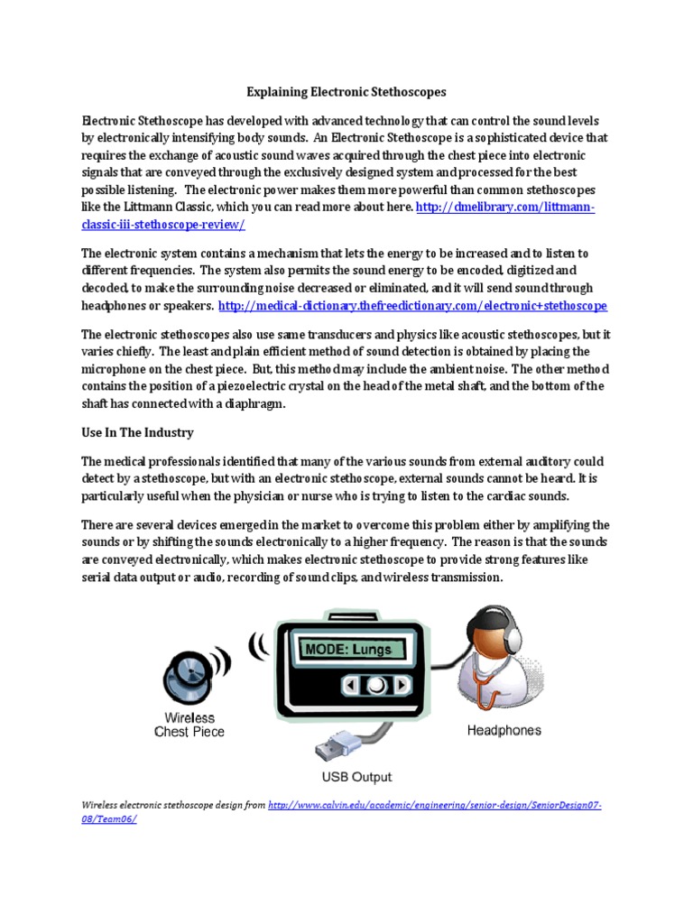 Explaining Electronic Stethoscopes PDF Sound Waves