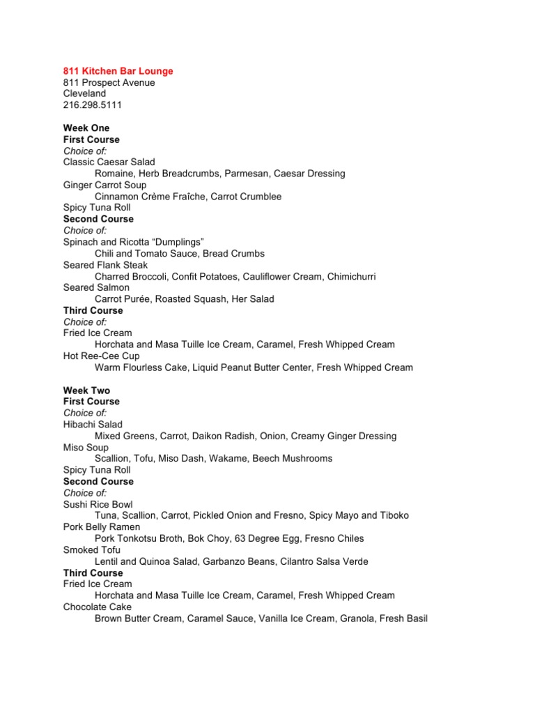Cleveland Restaurant Week Menus PDF