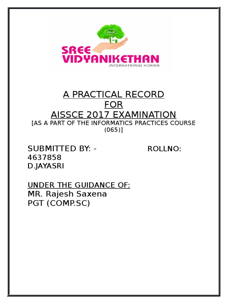 Practical File Main Page | PDF