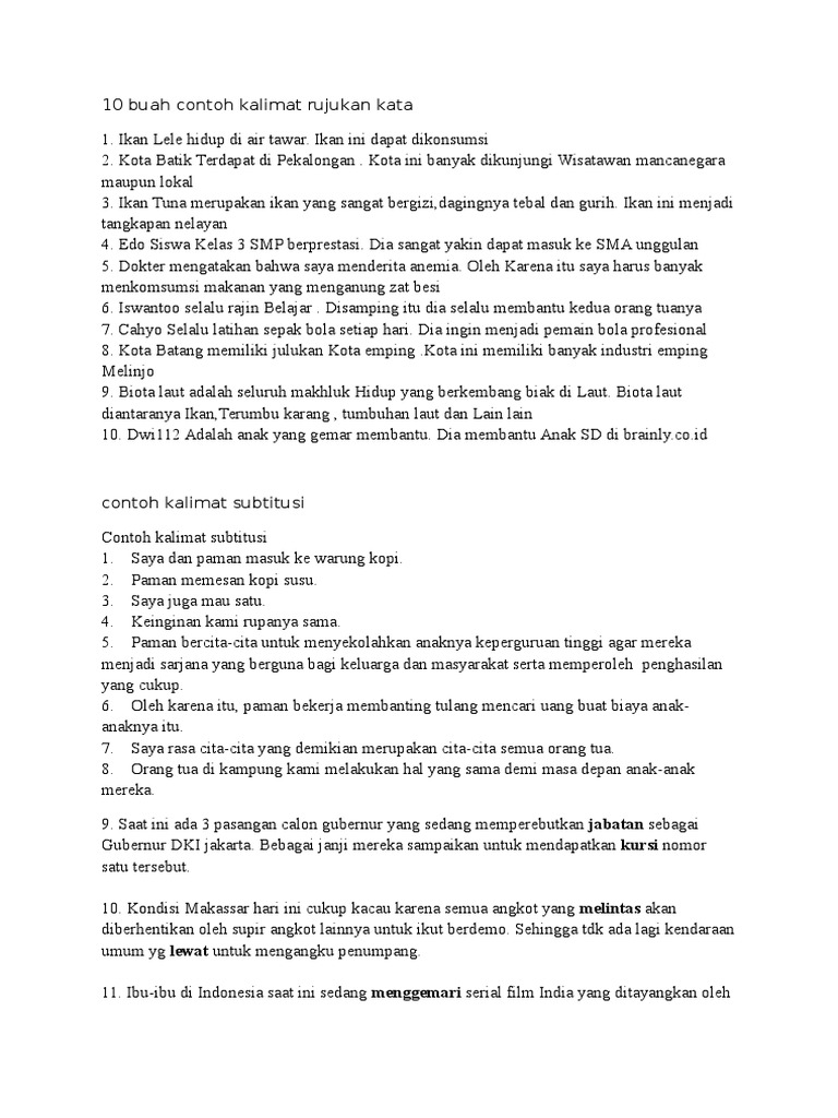 Contoh Rujukan Kata Rasanya