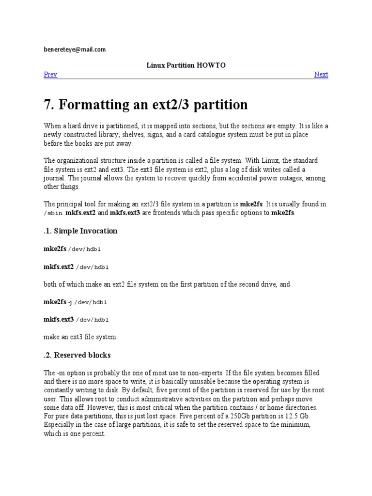 Formatting ext2/3 Partitions Guide | PDF